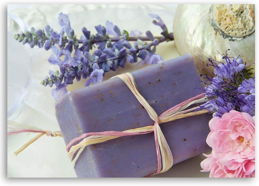 Feeby Leinwandbild Lavendel Bild Kunstdruck Blumen Violett 70x50 cm Leinwandbild 70x50 cm Violett_b,