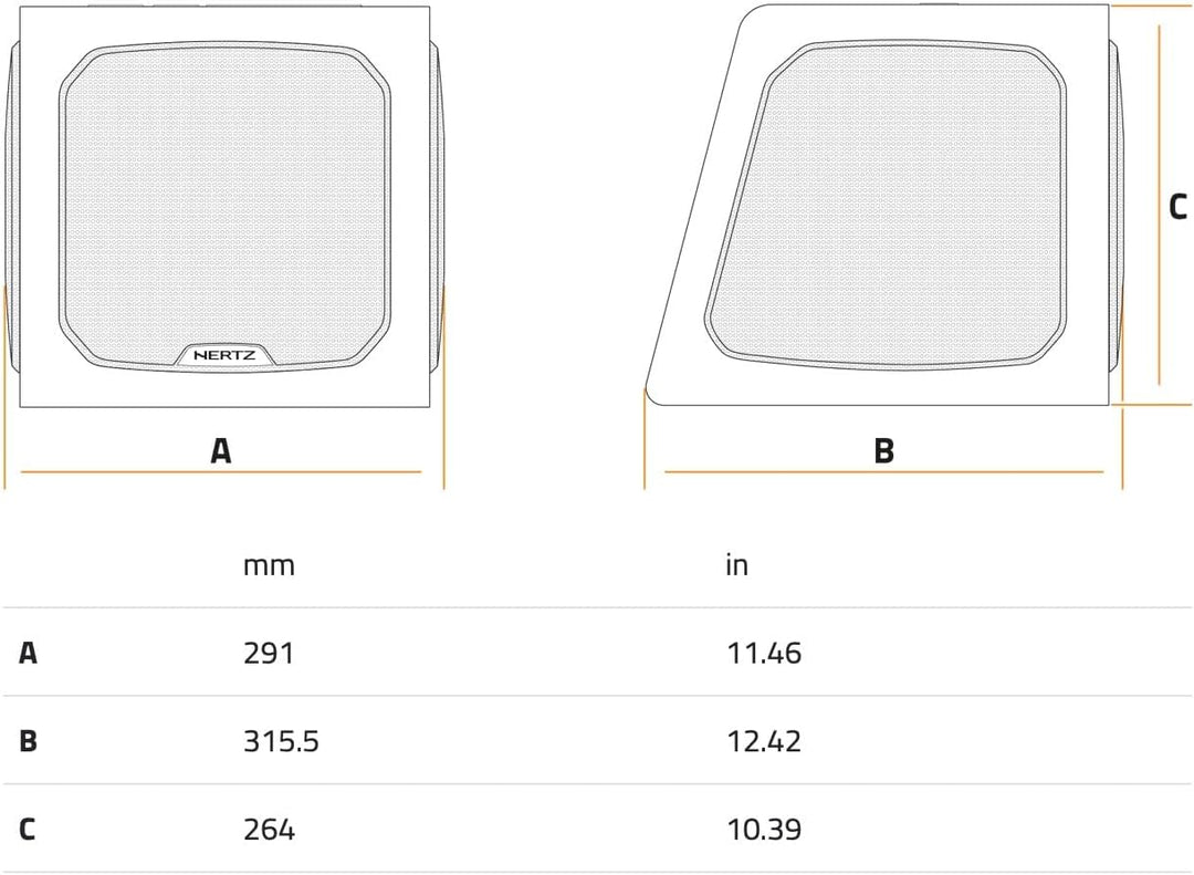 Hertz DBA 201 – 200-mm Aktiv-Subwoofer in Bassreflex-Gehäuse, 440W Peak, Class-AB-Verstärker mit LP-