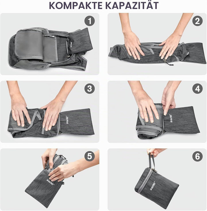 G4Free 10/15/20L Faltbarer Rucksack Klein, Wanderrucksack Leicht, Tagesrucksack Damen Herren für Wan