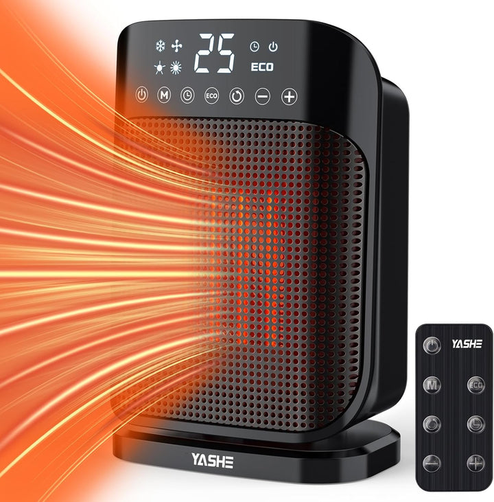 YASHE Heizlüfter, 1800W PTC Keramik-Heizlüfter, Elektrischer Heizung Energieeffizient, 75 ° Oszillat