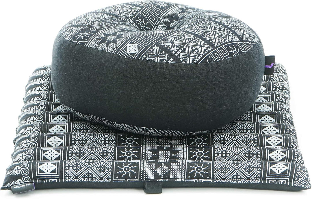 Leewadee Meditationsset Yogaset aus Meditationskissen Zafu und Kleiner rollbarer Sitzmatte Zabuton Ö