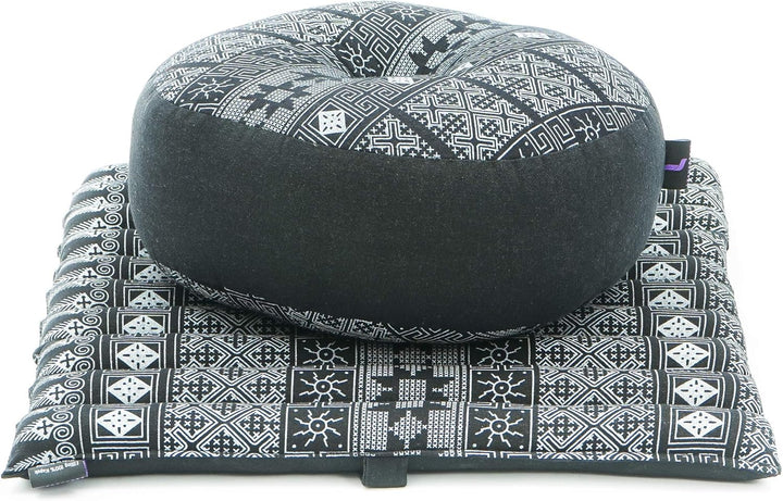 Leewadee Meditationsset Yogaset aus Meditationskissen Zafu und Kleiner rollbarer Sitzmatte Zabuton Ö