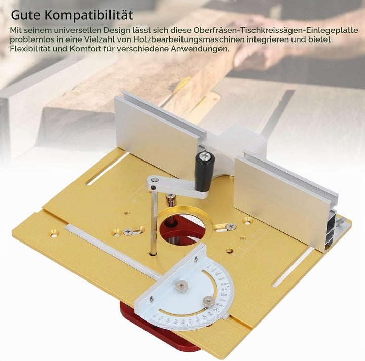 Oberfräsen-Lift mit Oberplatte, Oberfräsen-System-Set, Frästisch-Einsatzplatte aus Aluminiumlegierun