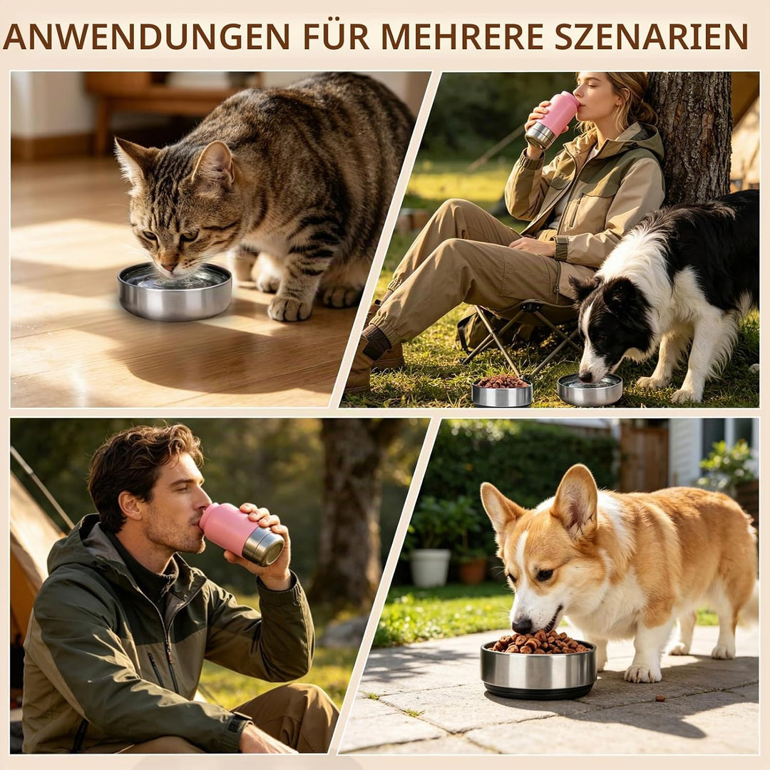 Trinkflasche Hunde für Unterwegs, 1000ml Reiseflasche für Hunde &amp; Katzen aus Edelstahl, Isolierter W