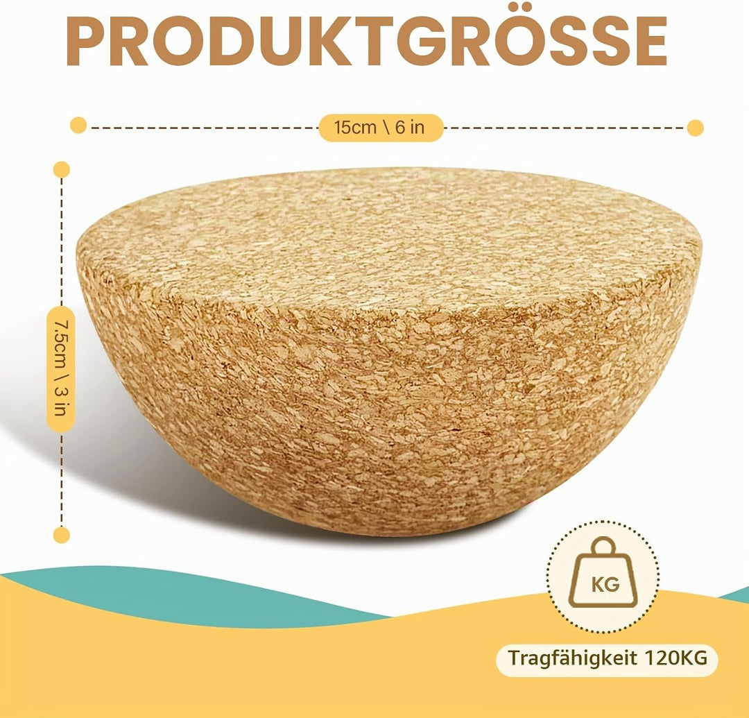 Kork Halbkugel Balance Board Zubehör aus Kork Balance Trainer für Yoga Pilates Koordinationstraining
