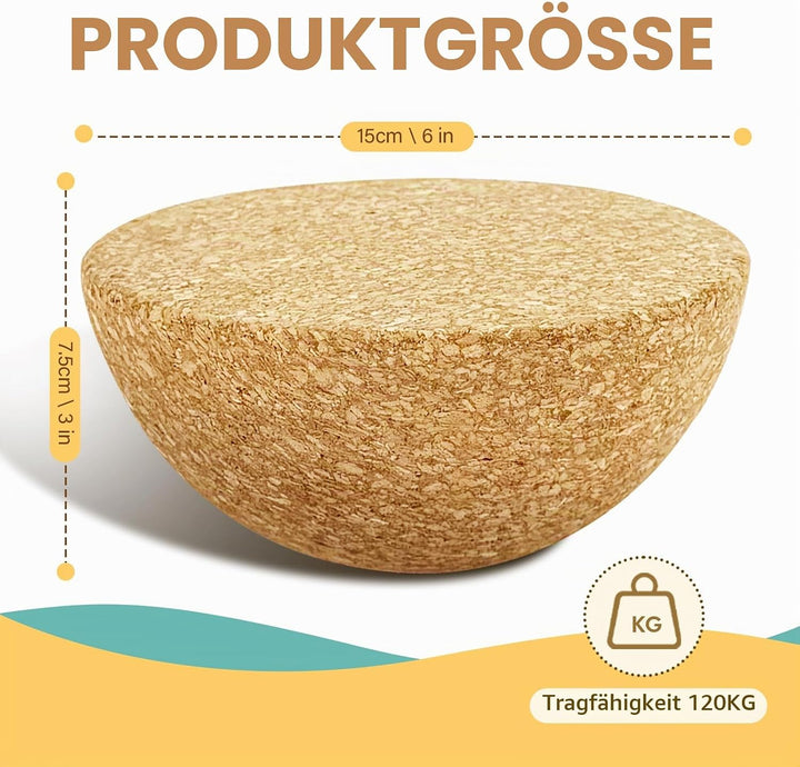 Kork Halbkugel Balance Board Zubehör aus Kork Balance Trainer für Yoga Pilates Koordinationstraining