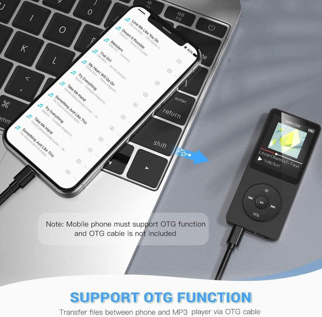 AGPTEK MP3 Player, 16GB verlustfrei MP3 mit 1,8 Zoll Bildschirm, 70 Stunden tragbare Musik Player mi