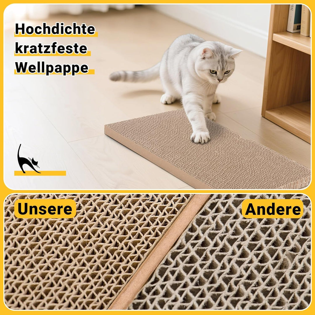 Ycozy Kratzbrett Katze mit 2 Box und 6 Kratzbrettern, Gross Doppelseitige Kratzpappe für Katzen Hoch