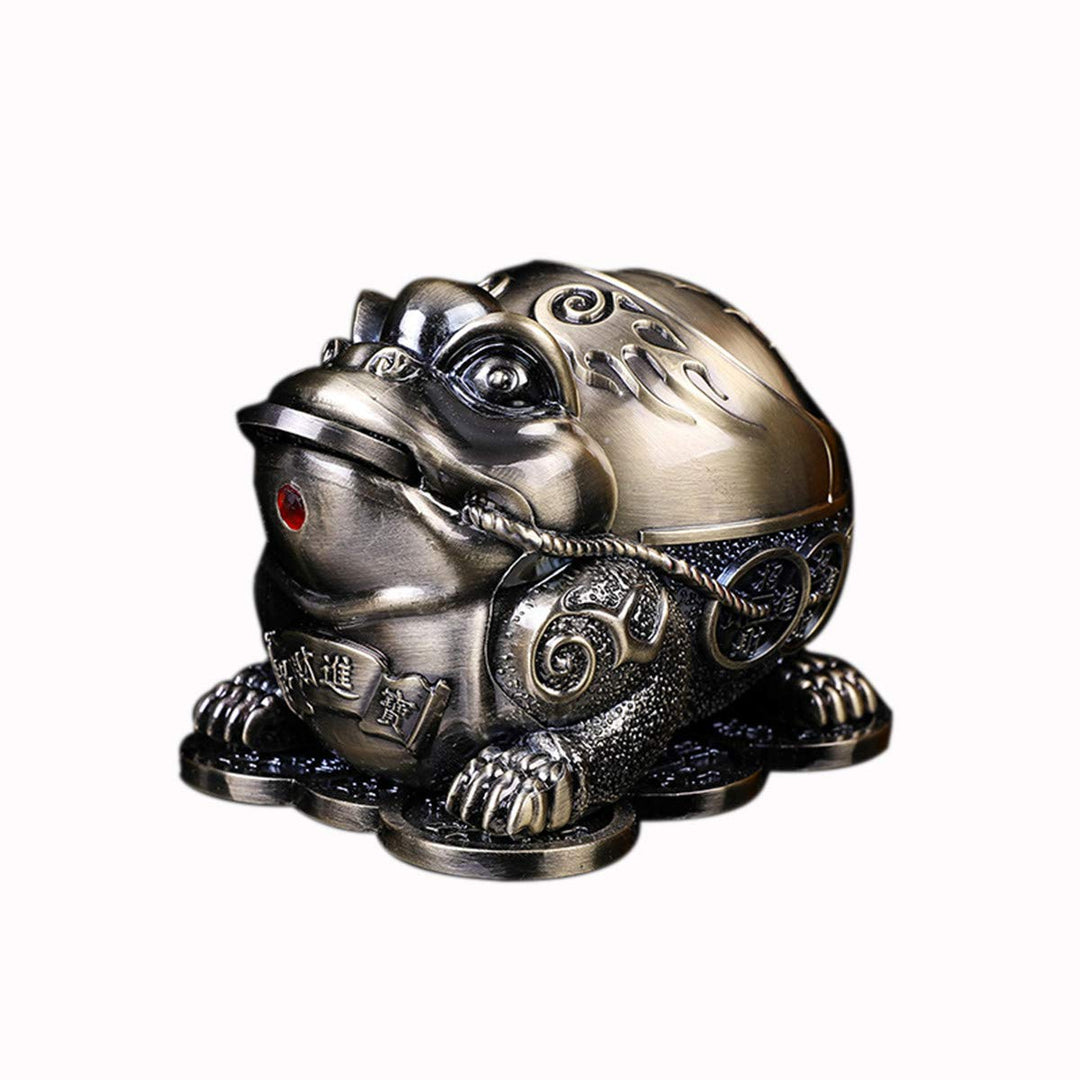 Winddichter Aschenbecher mit Kröten/Frosch-Motiv, Vintage-Stil, für Zigaretten mit Deckel, Metall, t