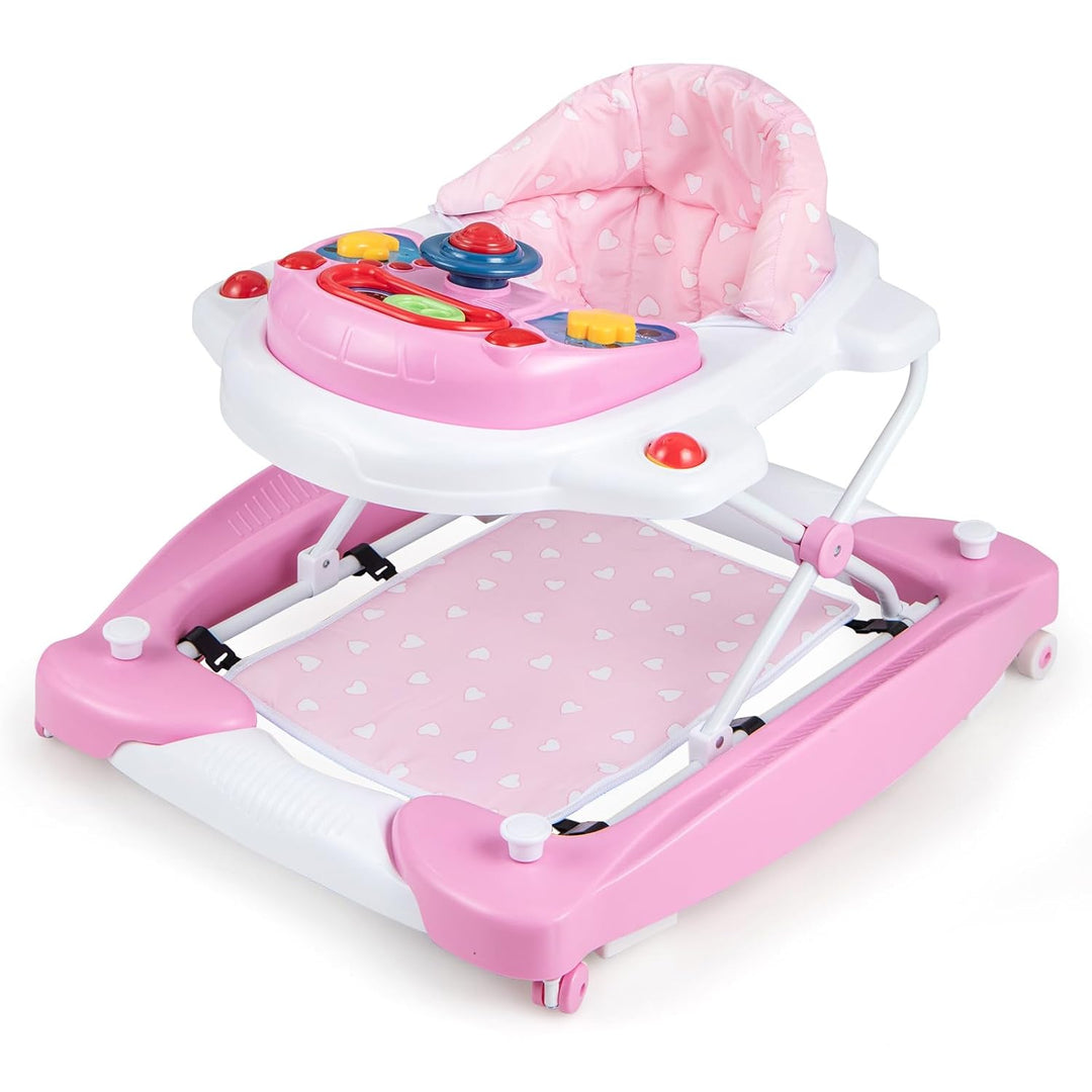 DREAMADE 6-in-1 Lauflernhilfe, Höhenverstellbar Baby Walker mit Musik & Abnehmbarem Sitz, Lauflernwa