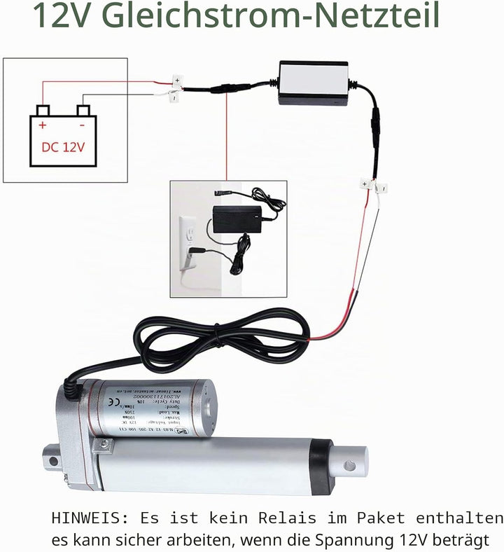 EYPINS Linearantrieb Linearmotor 12V, 1000N 50mm Hub max Linearantrieb, Toröffner Verstellantrieb Li