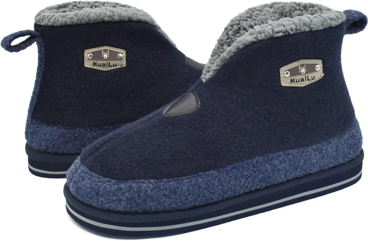 KuaiLu Hausschuhe Boots Herren Winter Filz Hausstiefel Warm Plüsch Flauschige Fell Hüttenschuhe Kusc