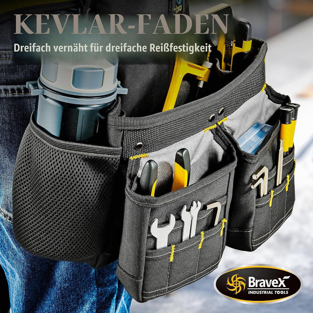 Bravex Tool Belt Suspenders - Pro Ultra Anti-wear 20 Bags Y-Style Tool Belts 5 Combo Apron Tool Pouc