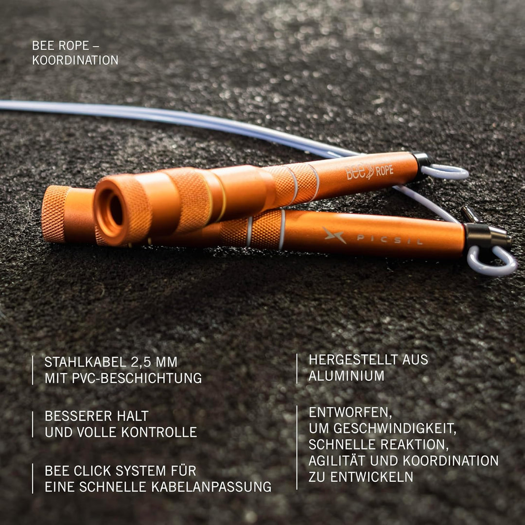 PICSIL - Springseil BEE, Leichtes und Verstellbares Speed Rope, Verstärktes Kabel, für Cross Trainin