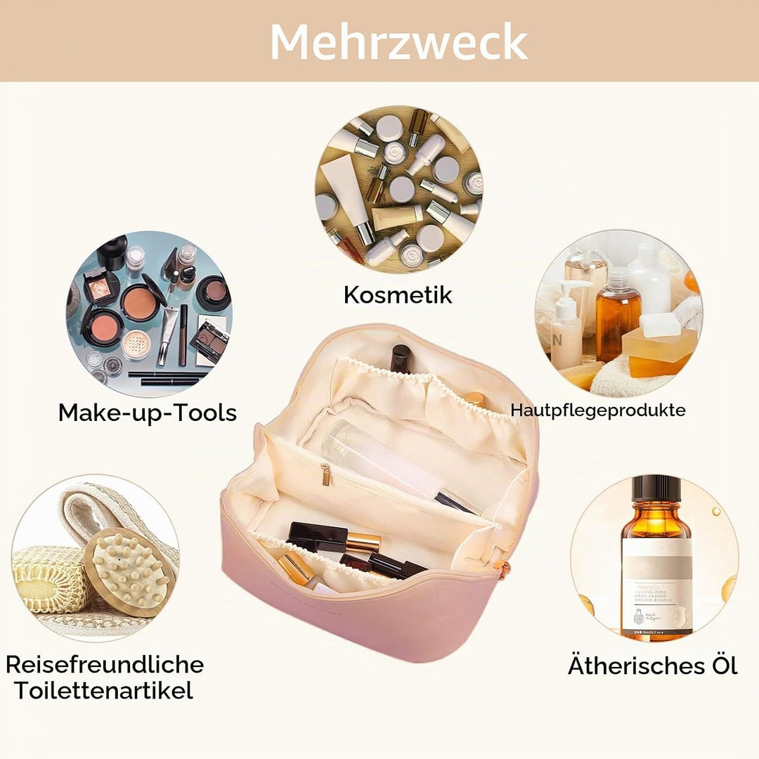 CORIOS Grosse Kapazität Kosmetiktasche Wasserdicht Kulturtasche Leder Schminktasche Multifunktions K