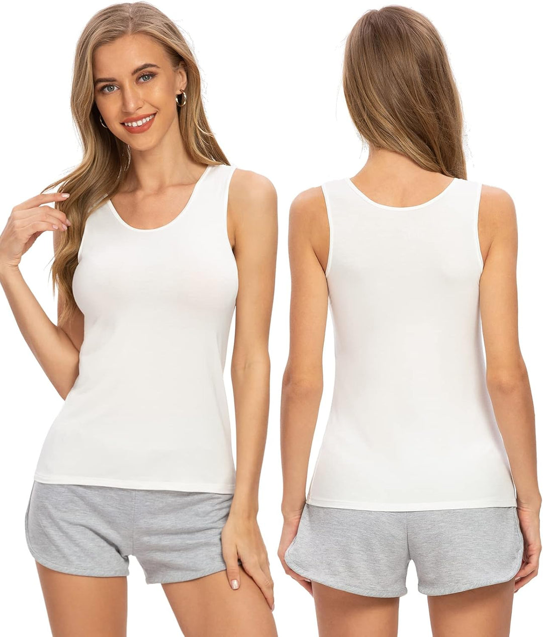 Ymmchy Tank Tops für Damen Unterhemd Stretch Workout Tops 4-er Pack S 4-pack Schwarz/Grau/Weiss/Dunk