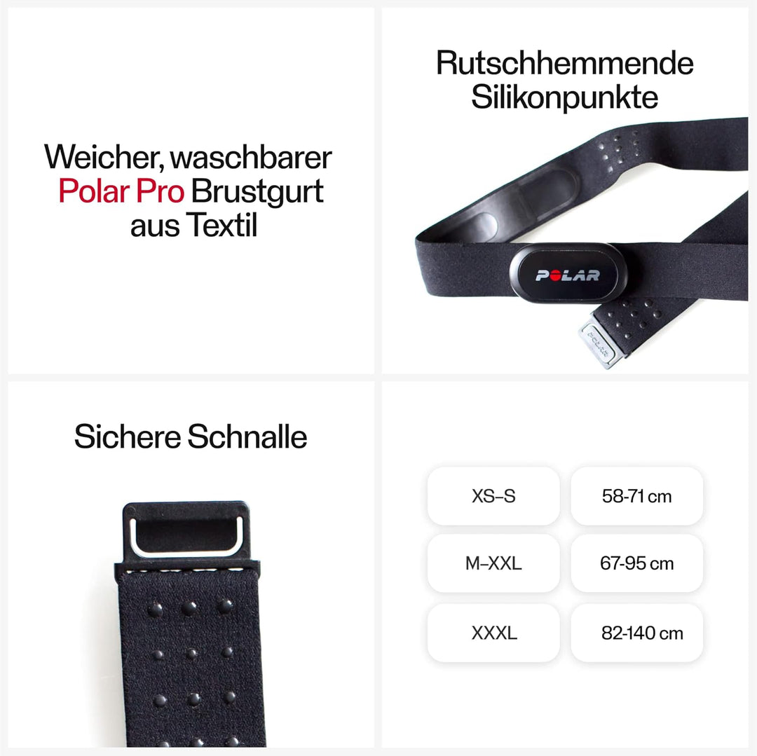 Polar Gurt zum Wechseln für Sensoren H9, H10, Verity Sense Pro Strap Brustgurt H9 + H10 3XL Schwarz