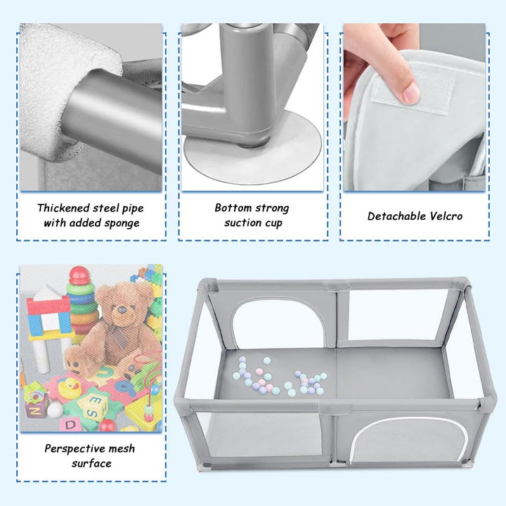 OHMG Laufgitter für Baby,Laufgitter Indoor&amp;Outdoor,Kippsicheres Kinder-Baby-Gitter,Kinderzaun mit An
