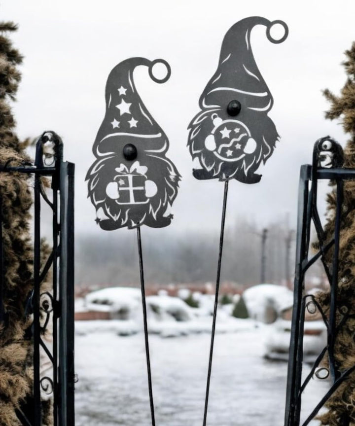 Terma Stahldesign Set Winterzwerg grau 120cm zweier Made in Germany Gartenstecker Outdoor rost deko