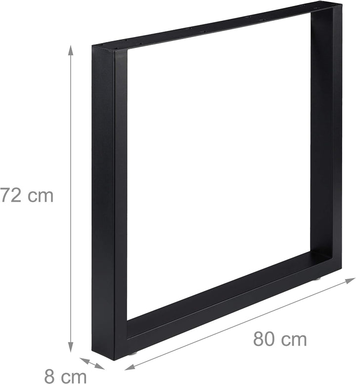 Relaxdays Tischkufen 2er Set, BxH: 80x72 cm, Metall Tischbeine Schreibtisch, Esstisch, Couchtisch, I
