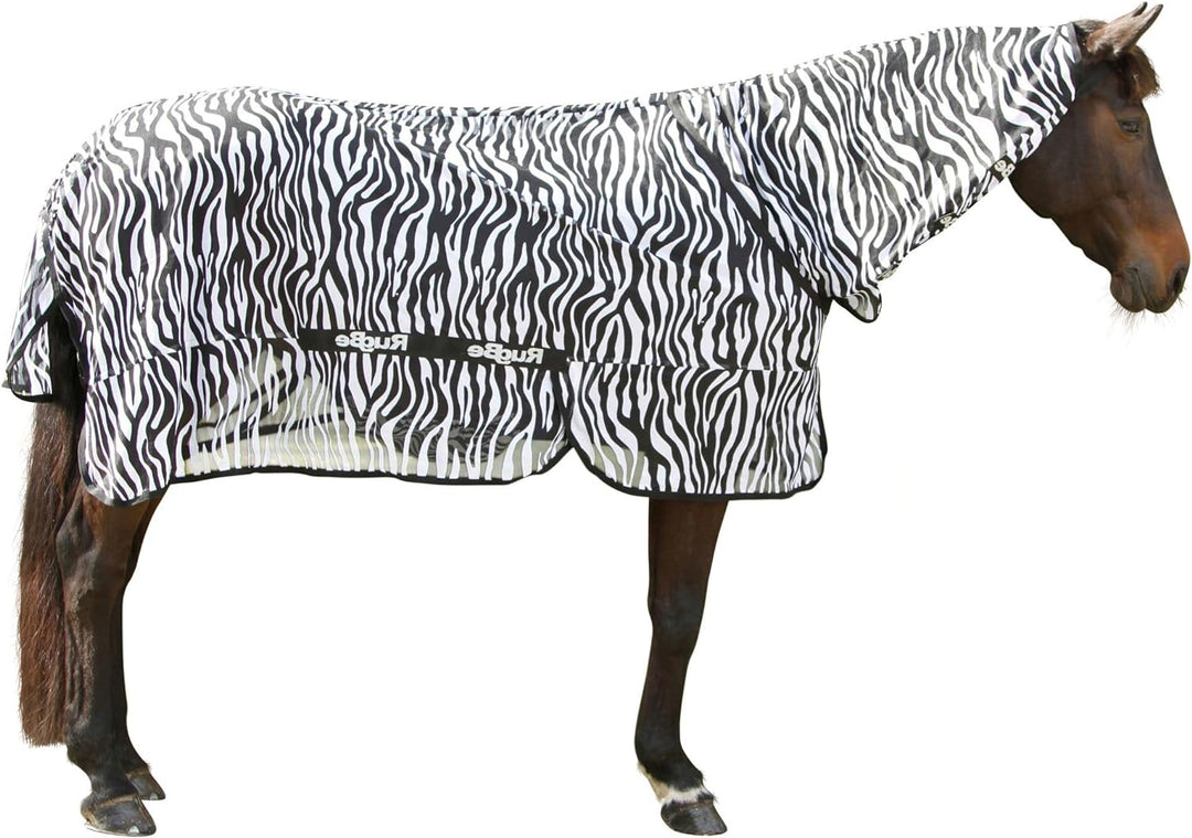 KERBL RugBe Zebra Fliegendecke Ekzemerdecke Pferdedecke mit Halsteil 145cm, 145