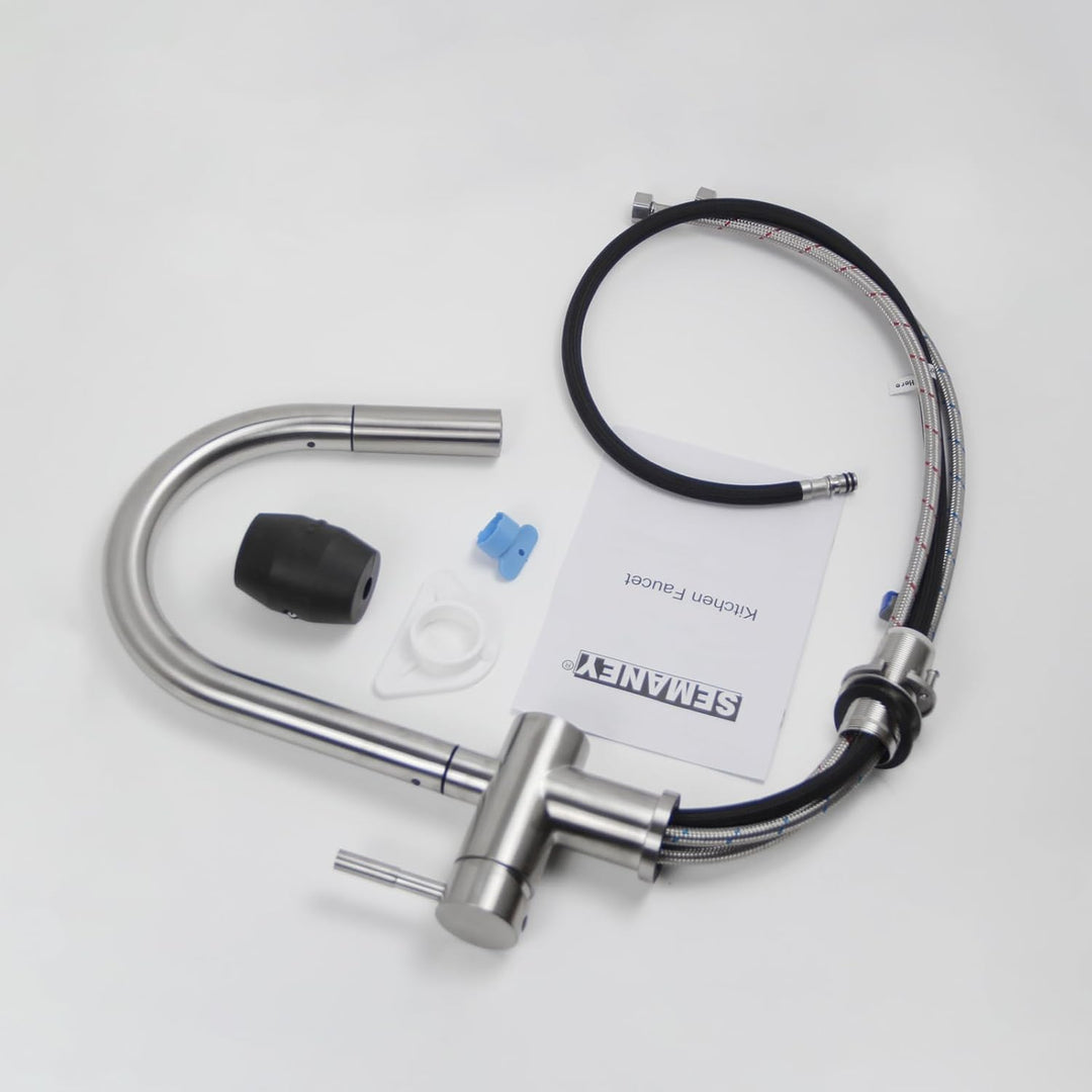 Wasserhahn Küche, SEMANEY Hochdruck Küchenarmatur mit 2 Modus Brause Ausziehbar, Mischbatterie küche