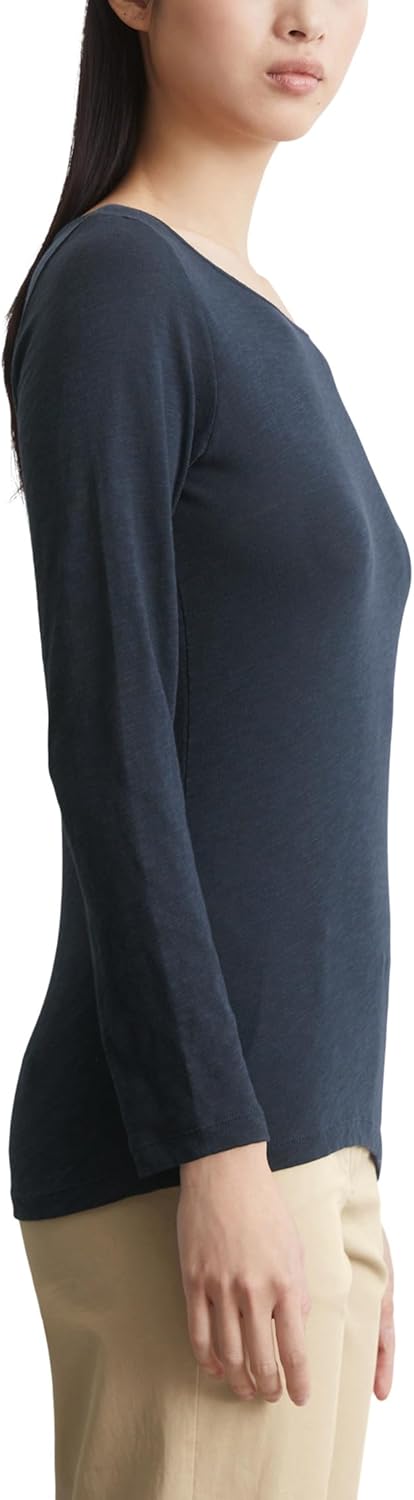 Marc O'Polo Damen Langarmshirt aus Bio-Baumwolle Basic XS Blau, XS Blau