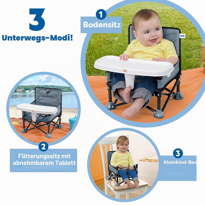 Ford Bronco Pop 'N Sit Portable Booster Chair by Bright Starts, Floor Seat, Indoor/Outdoor Use, Comp