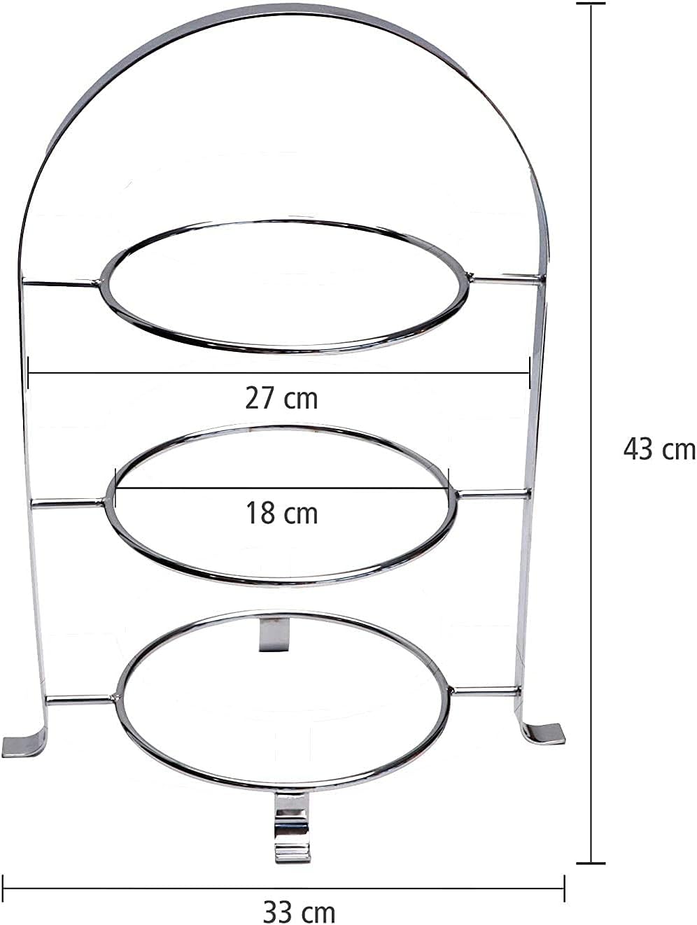 APS Serviergestell – Hochwertige Etagere aus verchromtem Metall für 3 Teller mit einem max. Ø von 17