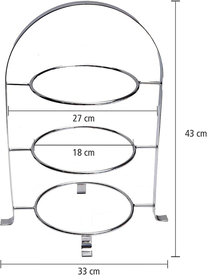 APS Serviergestell – Hochwertige Etagere aus verchromtem Metall für 3 Teller mit einem max. Ø von 17
