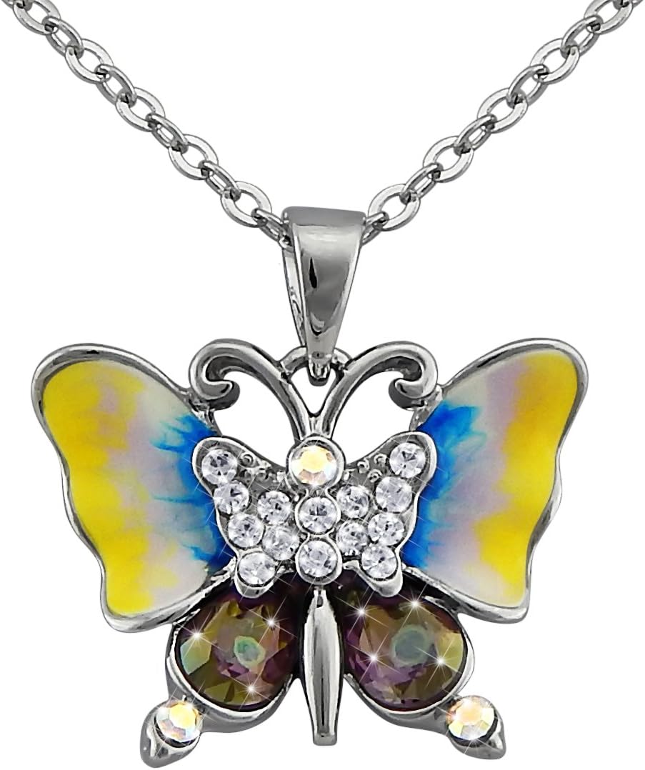 Hanessa Damen-Schmuck Edle Halskette Bunter Schmetterling Regenbogen Geschenk zu Weihnachten für die