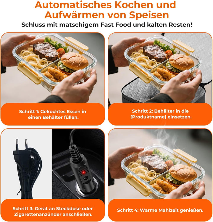 Elektrische Lunchbox - Kleine Speisenwärmer für Männer & Frauen, Mini Mikrowelle für Reisen, 12V/24V