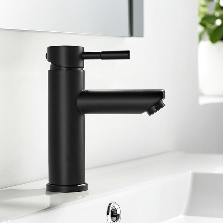 kisimixer Wasserhahn Bad Schwarz, 304 Edelstahl Waschtischarmatur Mischbatterie Waschbecken Armature