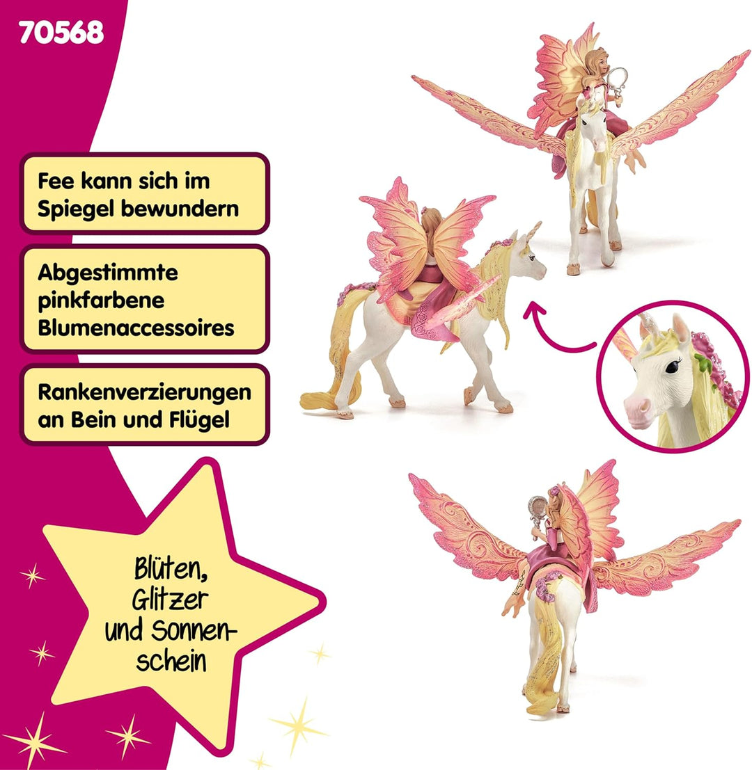 schleich BAYALA 70568 Fee Feya und Einhorn Pegasus Spielset, Magisches Fantasie Einhorn mit Flügel u