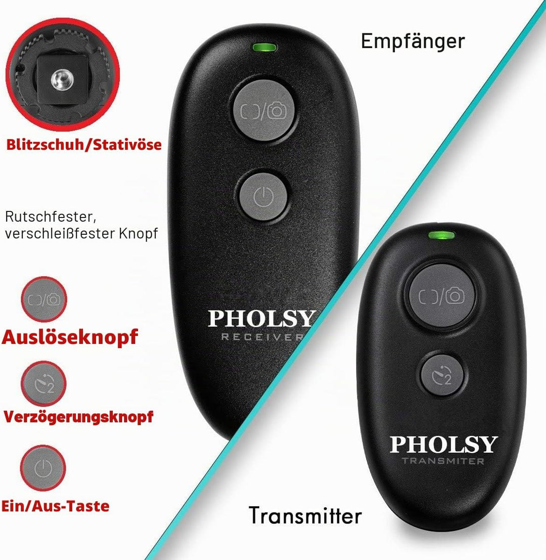 PHOLSY Kabellose Kamera Fernauslöser Auslöser Fernbedienung für Canon R100 R8 R6ii R7 R10 90D 250D 8