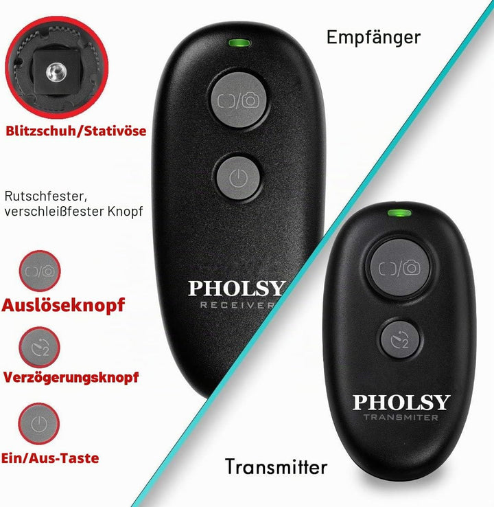 PHOLSY Kabellose Kamera Fernauslöser Auslöser Fernbedienung für Canon R100 R8 R6ii R7 R10 90D 250D 8