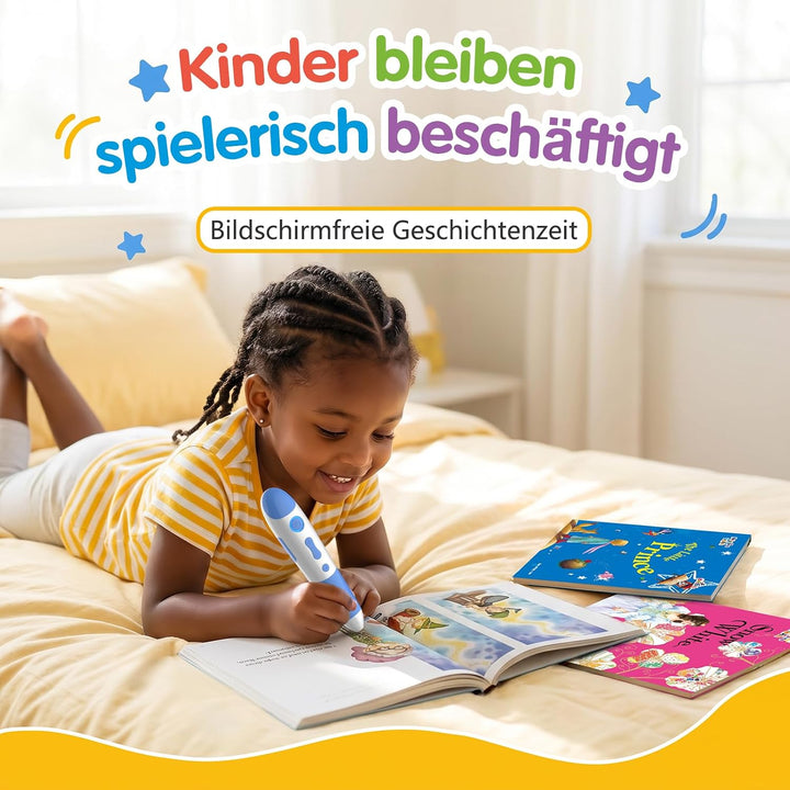 Interaktiver Lernstift mit 10 englischen Geschichtenbüchern, Vorlesestift für Kinder ab 2–5 Jahren,