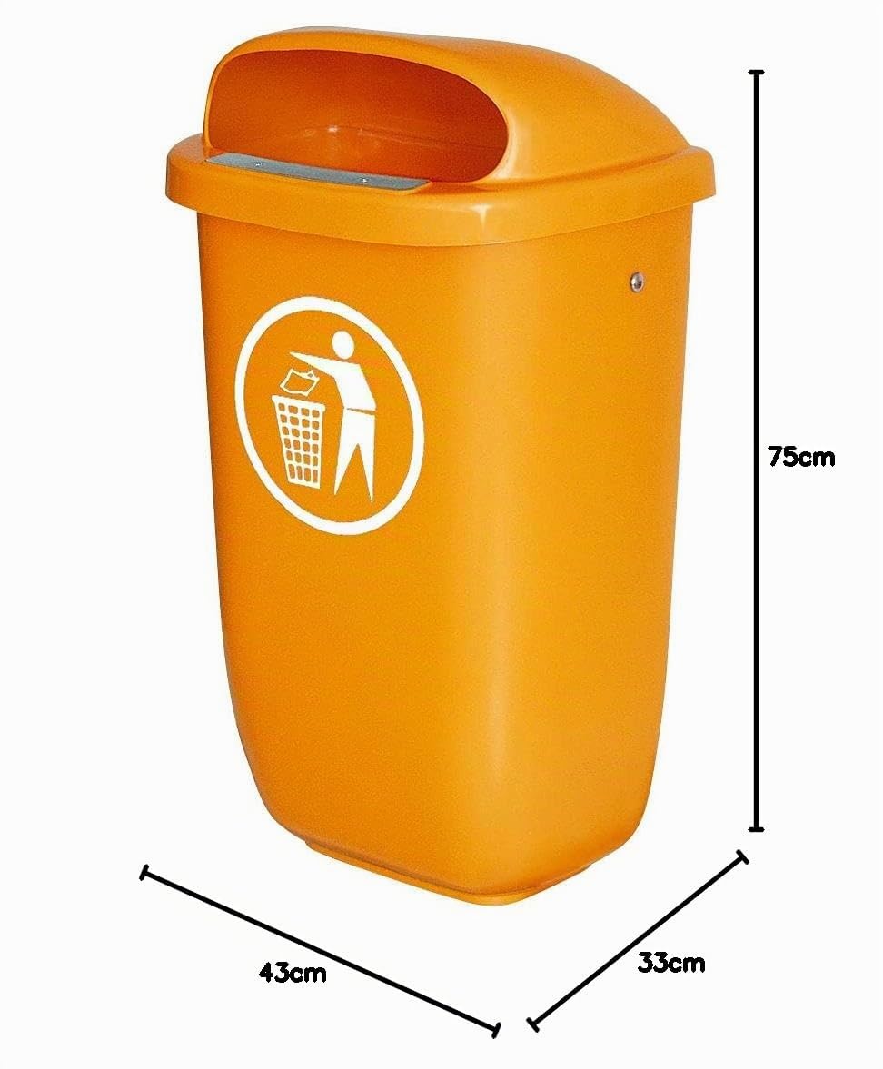 BRB Abfall- Behälter für den Aussenbereich, Inhalt 50 Liter, nach DIN 30713, (orange), orange