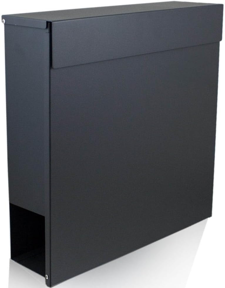 BITUXX® Wandbriefkasten 17373 Briefkasten Postkasten Mailbox Letterbox mit Zeitungsfach Dunkelgrau