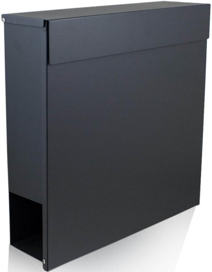 BITUXX® Wandbriefkasten 17373 Briefkasten Postkasten Mailbox Letterbox mit Zeitungsfach Dunkelgrau