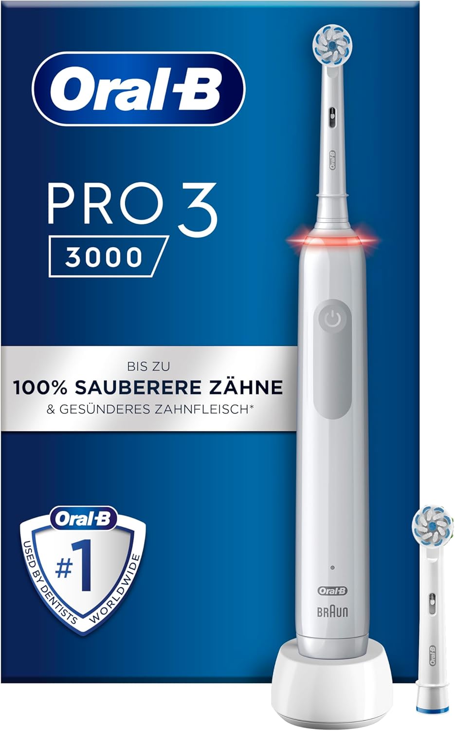 Oral-B PRO 3 3000 Elektrische Zahnbürste/Electric Toothbrush, 2 Sensitive Clean Aufsteckbürsten, 3 P