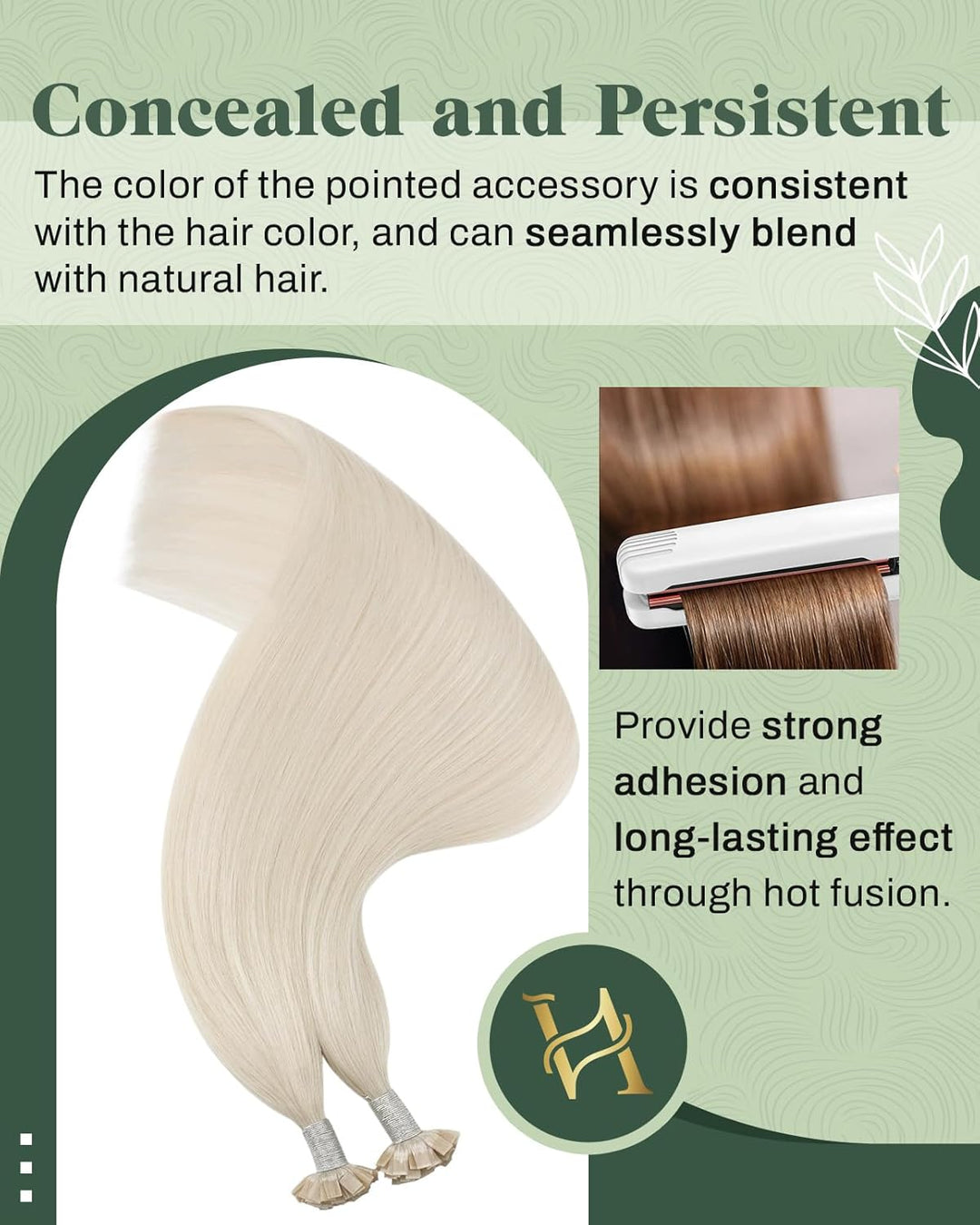 Ugeat Bonding Extensions Echthaar Blond für Kurz 35 cm Flat Tip Extensions Echthaar Bondings Platinb