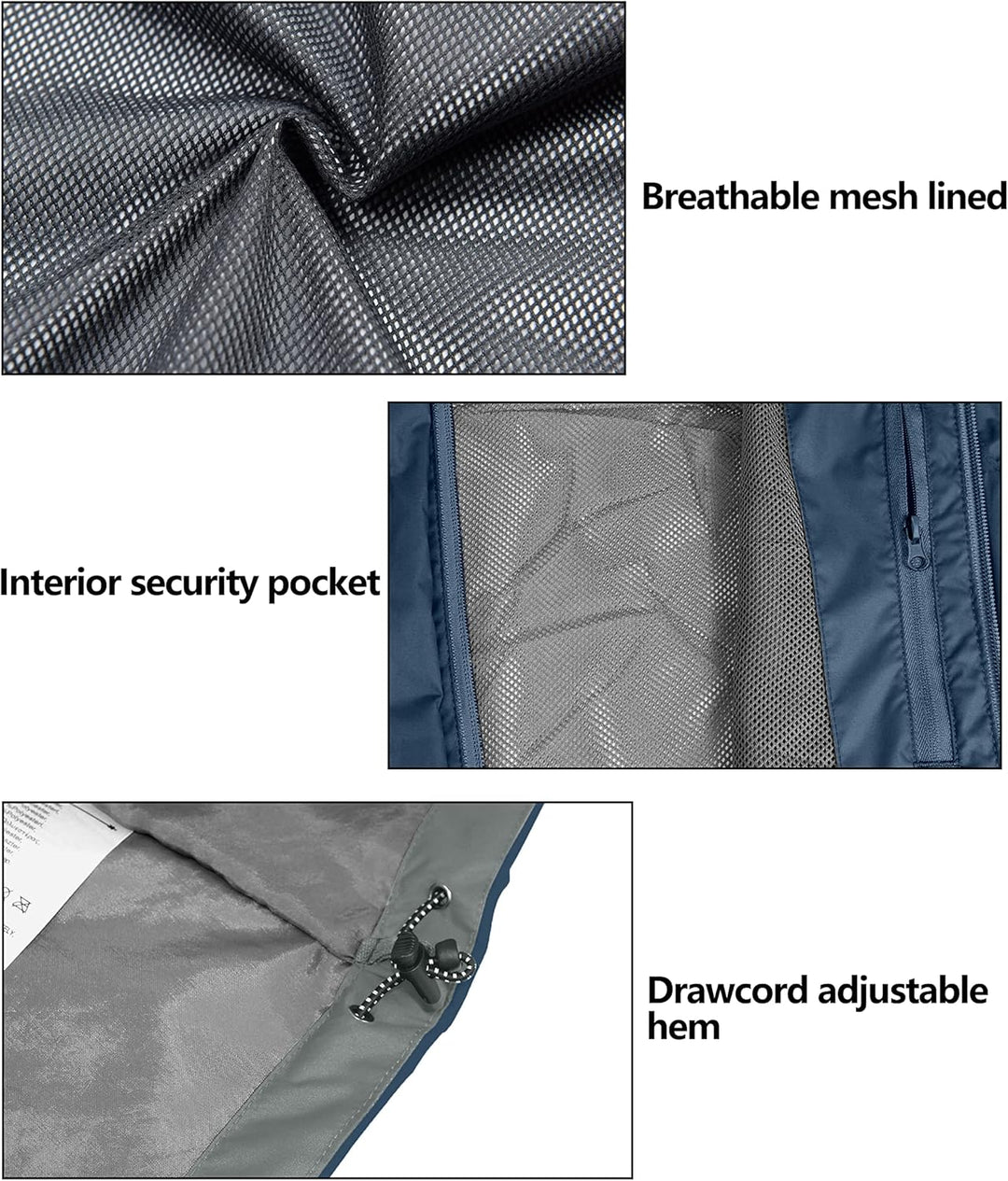 Little Donkey Andy Damen wasserdichte Regenjacke Leichte atmungsaktivem Regenjacke für Outdoor-Windb