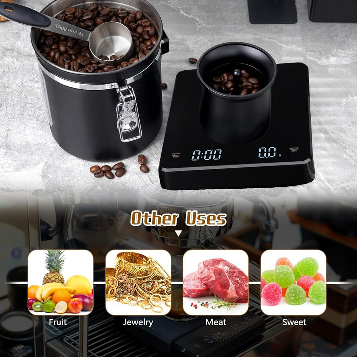 Lancoon Kaffeewaage mit Timer 3kg/0,1g Kleine Kaffeewaage mit Schwerkraftmessgerät Wiederaufladbar K