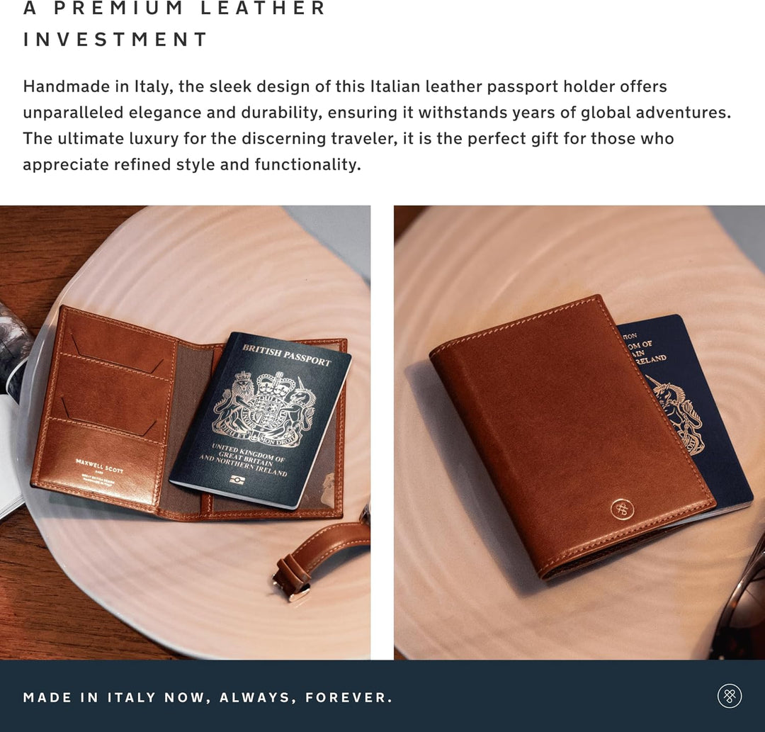 Maxwell Scott Handgefertigte Leder Reisepasshülle Prato in Petrol Blau, Petrol Blau