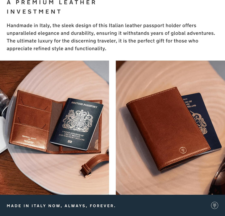 Maxwell Scott Handgefertigte Leder Reisepasshülle Prato in Petrol Blau, Petrol Blau