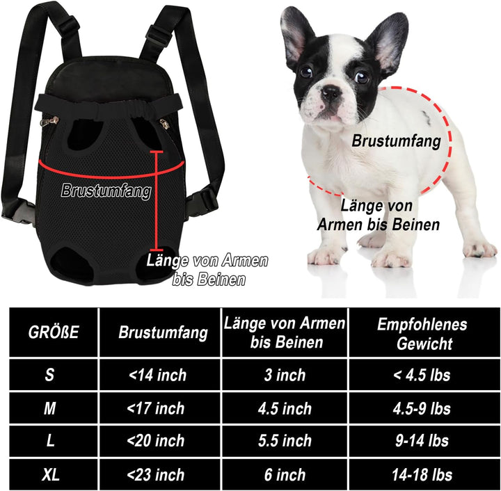 FEimaX Hunde Rucksack Hundetragetasche Verstellbar Frontrucksäcke Atmungsaktiv und Bequem Haustier T