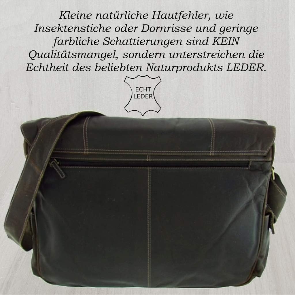 flevado Büffelleder Aktentasche Lehrertasche Unisex geöltes Leder Hochwertig braun