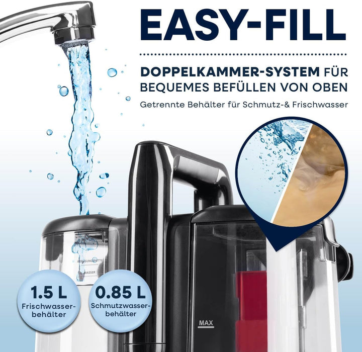 CLEANmaxx Pro Polsterreiniger Gerät 400W | kraftvoller Waschsauger mit Selbstreinigungsfunktion & 2