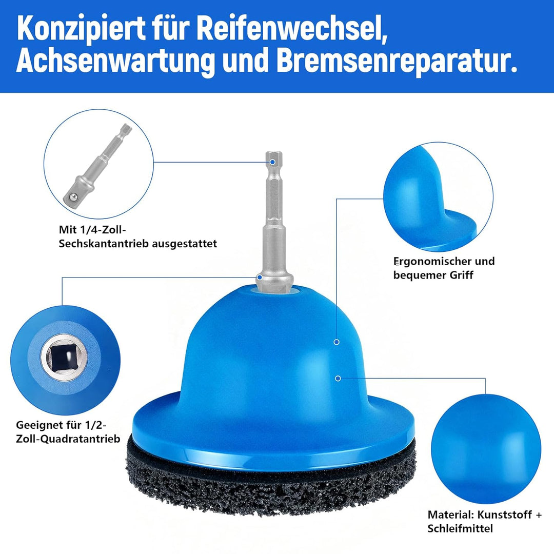Radnabenschleifer, Innen-Ø 90mm Aussen-Ø 150mm für Anhängerkupplung, mit 1/2"-Antrieb, Radnabenreini